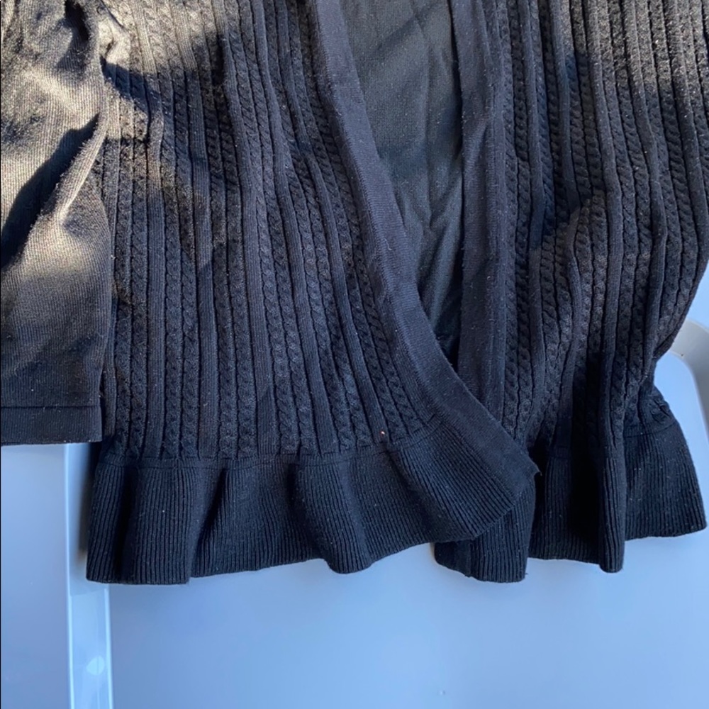 Black Ruffle Bottom Cardigan - Picture 2 of 3